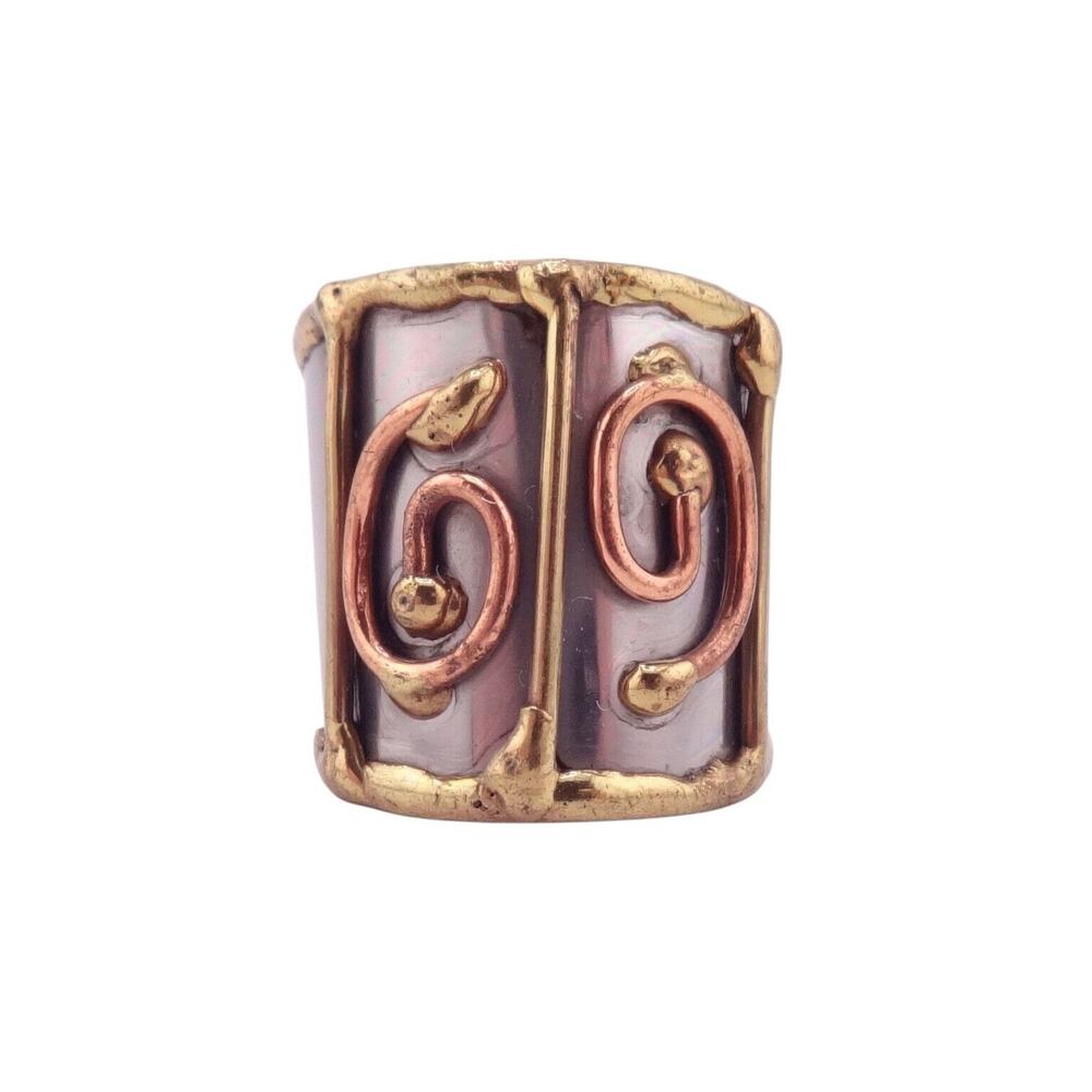 Anju Antique Goldtone & Copper Swirl Design Hammered Adjustable Ring R135 - NWOT